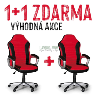 VÝHODNÁ SADA 1+1 ZDARMA - Kancelářská židle VELVET, červená