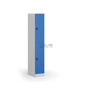 Šatní skříň dvoudveřová, kódový zámek, 185 x 30 x 50 cm, modrá