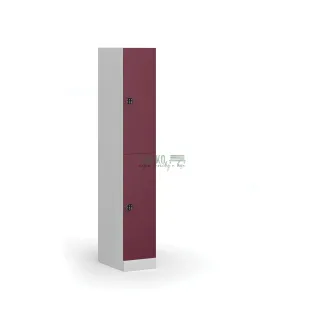 Šatní skříň dvoudveřová, kódový zámek, 185 x 30 x 50 cm, vínová