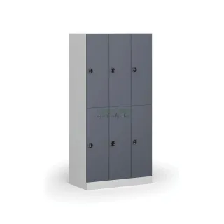 Šatní skříň šestidvéřová, kódový zámek, 185 x 90 x 50 cm, tmavě šedá