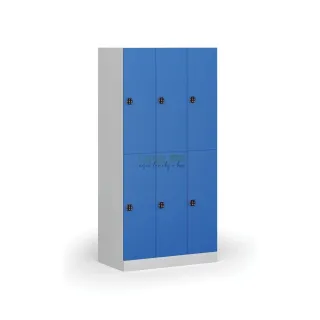 Šatní skříň šestidvéřová, kódový zámek, 185 x 90 x 50 cm, modrá
