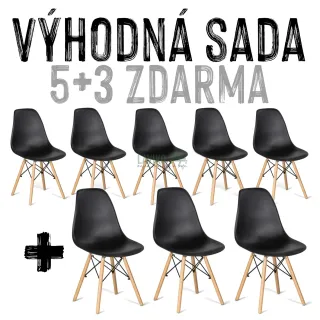VÝHODNÁ SADA 5+3 ZDARMA - 8x Jídelní židle CAFEÉ, černá