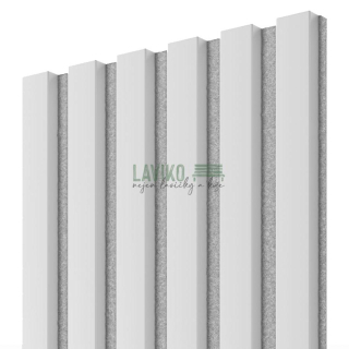 Akustický panel, 275 x 30 cm, bílý mat, šedý filc