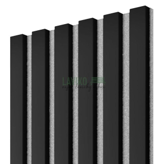 Akustický panel, 275 x 30 cm, černý mat, šedý filc