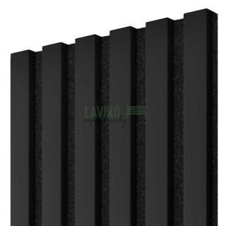 Akustický panel, 275 x 30 cm, černý mat, černý filc