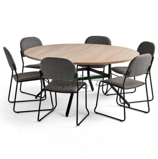 Jídelní sestava PEPPER, stůl Ø 160 cm + 6x židle