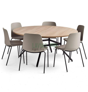 Jídelní sestava CATALPA, stůl Ø 160 cm + 6x židle