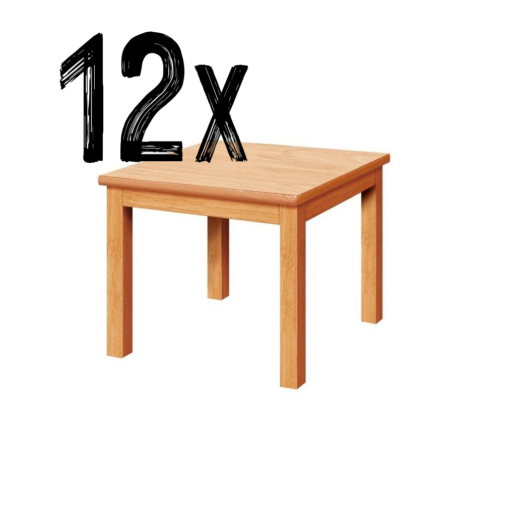 VÝHODNÁ SADA - 12x Dětský stůl MELISA, čtverec, buk přírodní