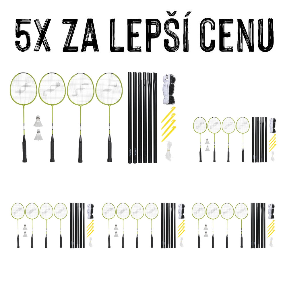 VÝHODNÁ SADA - 5x Badmintonový set se sítí STIGA, pro 4 hráče