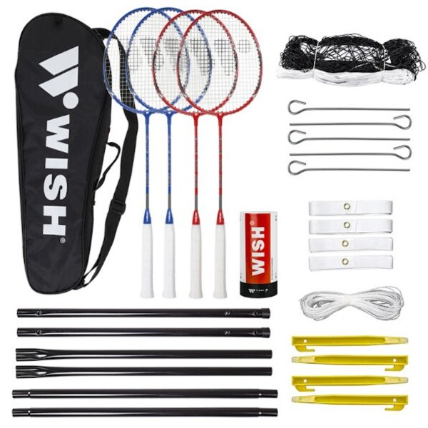 Badmintonový set se sítí WISHIS, pro 4 hráče
