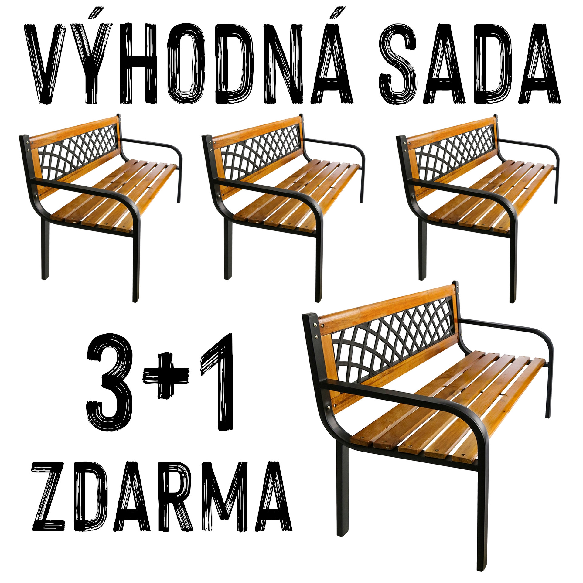 VÝHODNA SADA - 3+1 ZDARMA Parková lavička LEONA, 120 cm