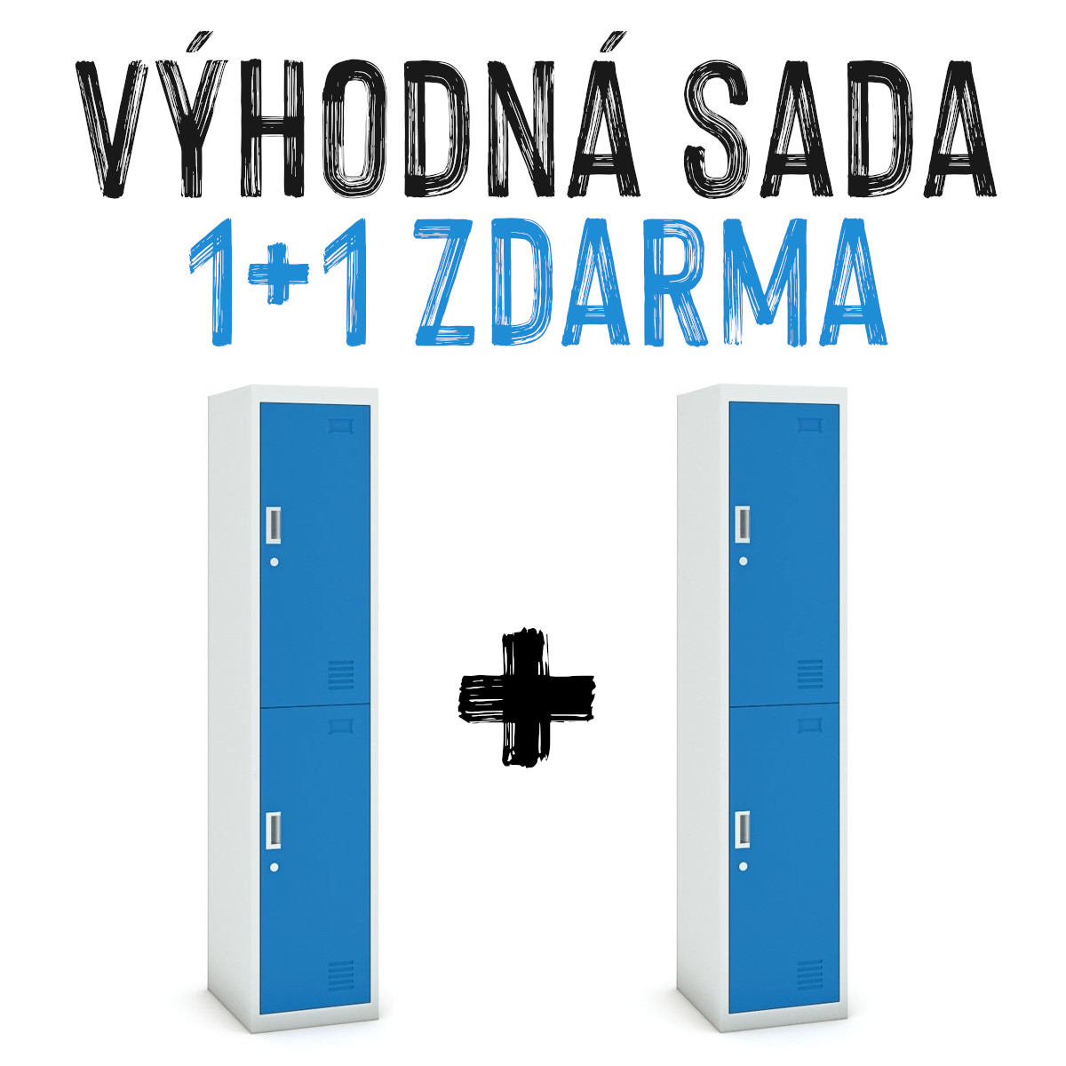 VÝHODNÁ SADA 1+1 ZDARMA - Šatní skříň dvoudveřová, 180 x 38 x 45 cm, modrá