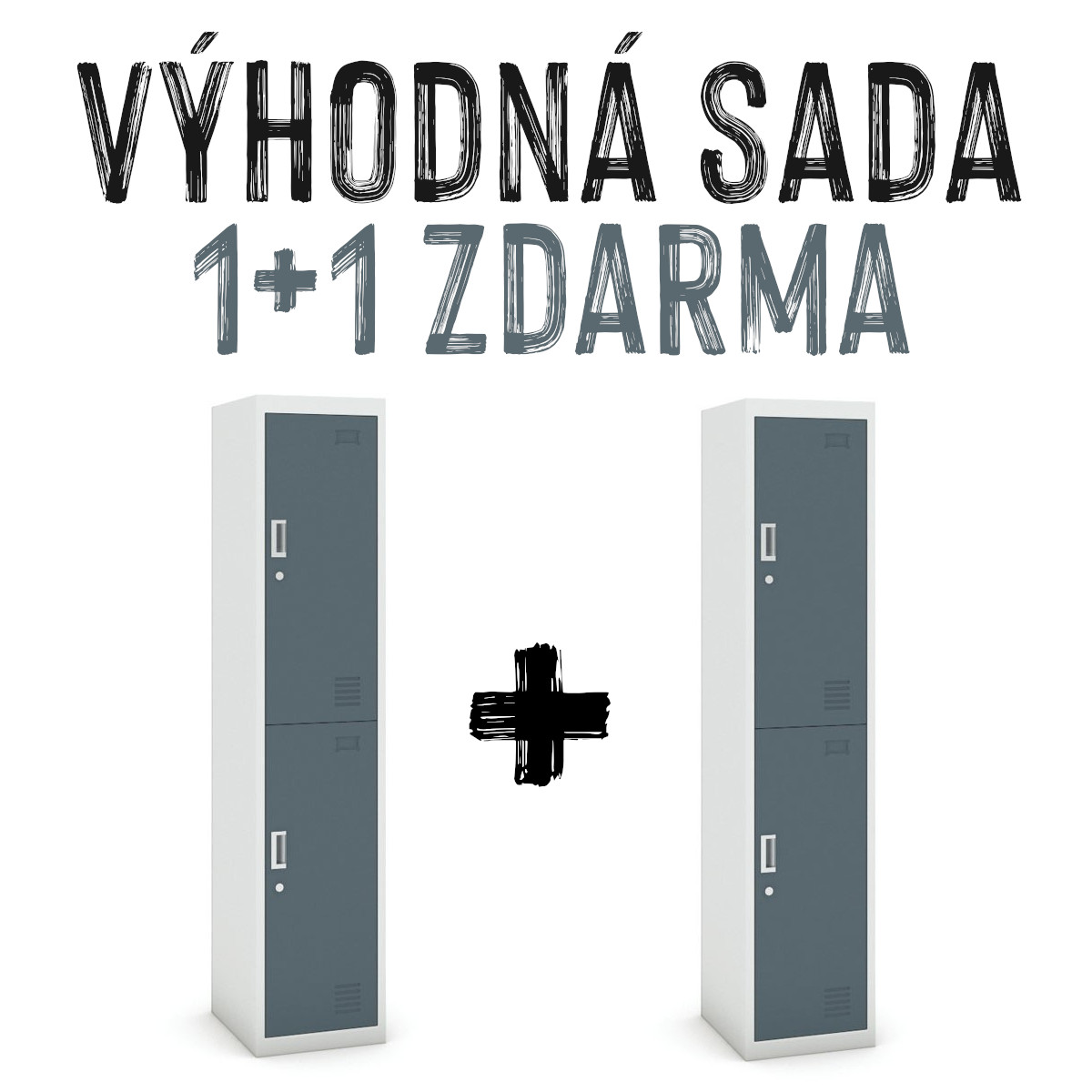 VÝHODNÁ SADA 1+1 ZDARMA - Šatní skříň dvoudveřová, 180 x 38 x 45 cm, tm. šedá