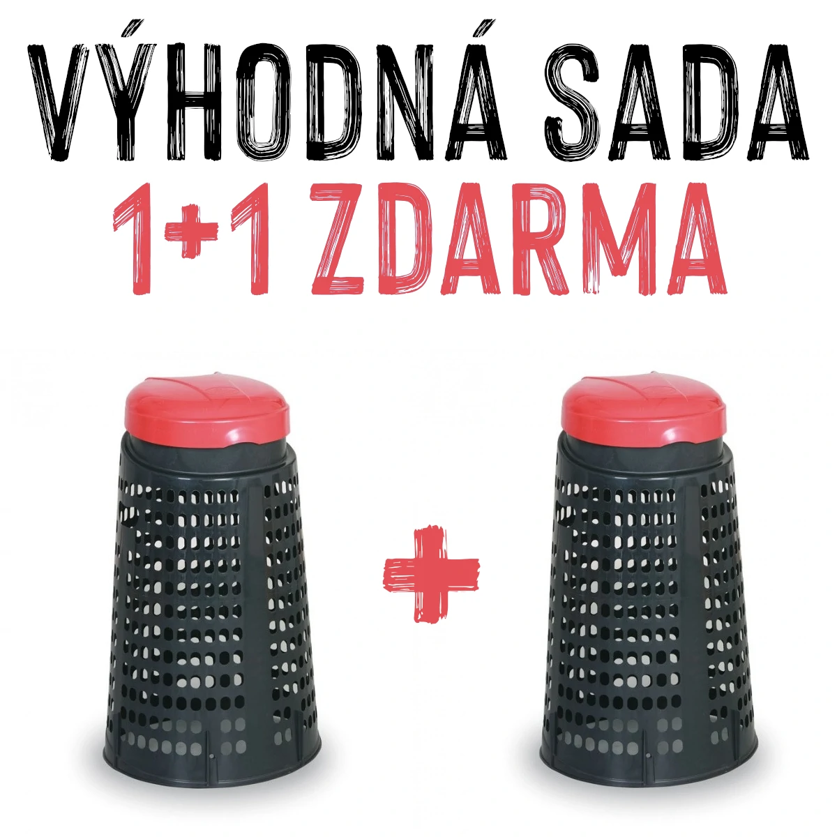 VÝHODNÁ SADA 1+1 ZDARMA - Plastový odpadkový koš ESTEBAN, červený