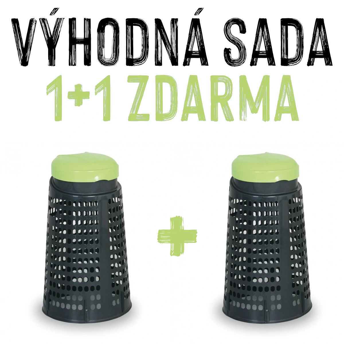 VÝHODNÁ SADA 1+1 ZDARMA - Plastový odpadkový koš ESTEBAN, zelený