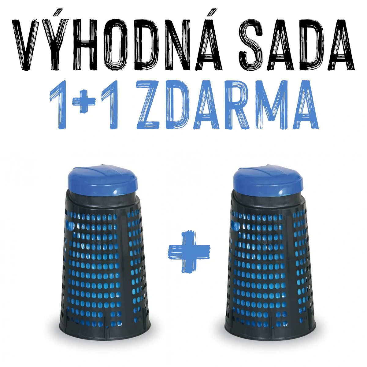 VÝHODNÁ SADA 1+1 ZDARMA - Plastový odpadkový koš ESTEBAN, modrý