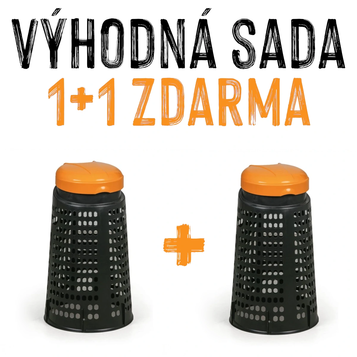 VÝHODNÁ SADA 1+1 ZDARMA - Plastový odpadkový koš ESTEBAN, oranžový