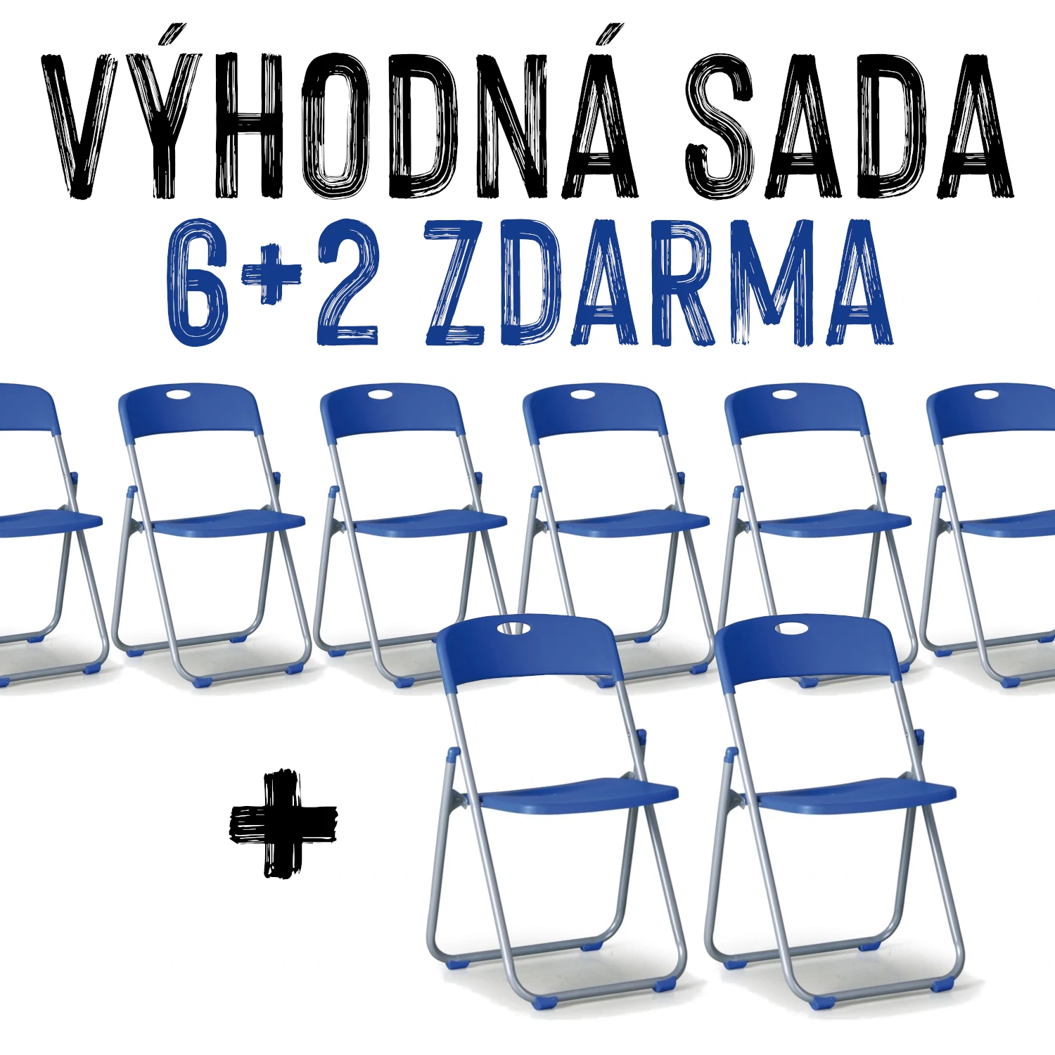 VÝHODNÁ SADA - 8x Jídelní židle SKLÁDAČKA, modrá (aktuálně dostupná pouze černa varianta)