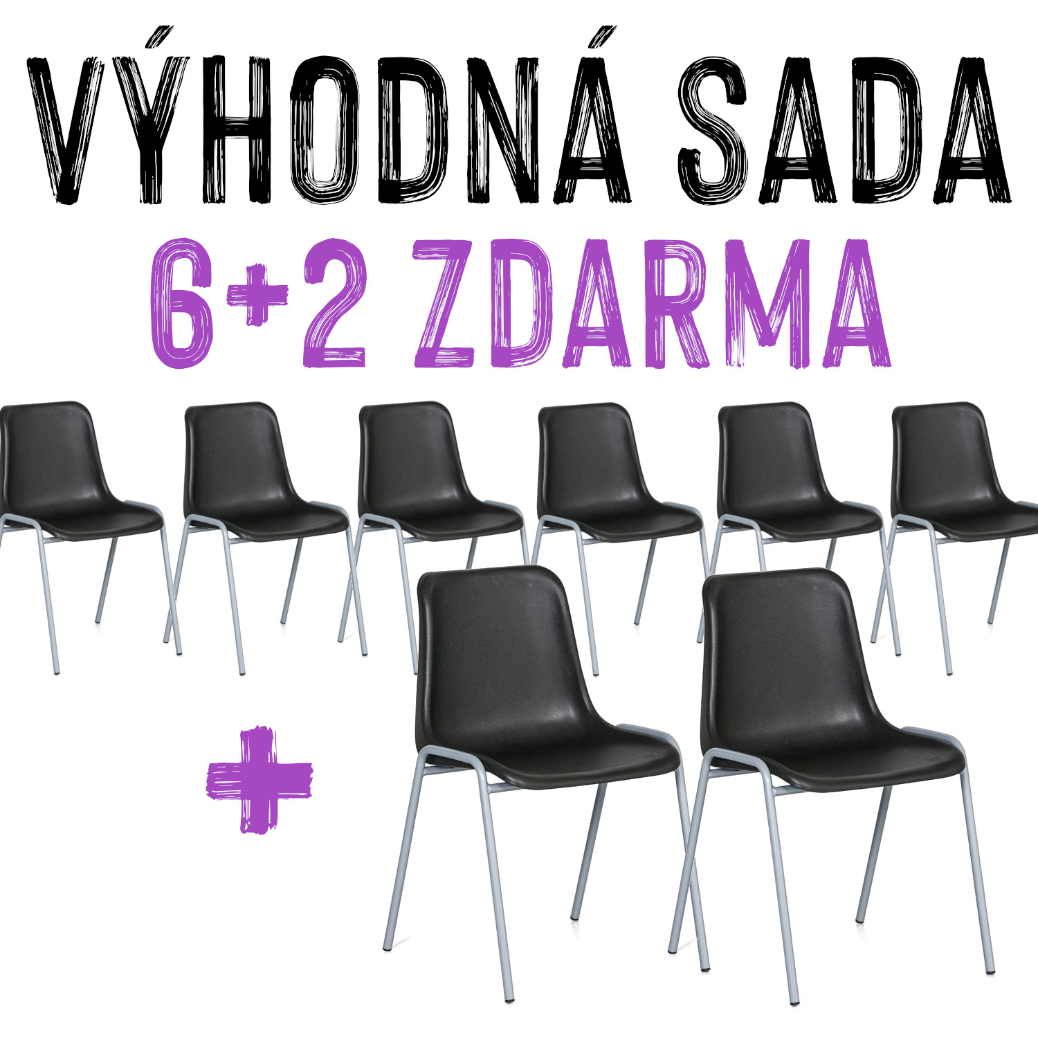 VÝHODNÁ SADA 6+2 ZDARMA - 8x Jídelní židle AMANDA, černá