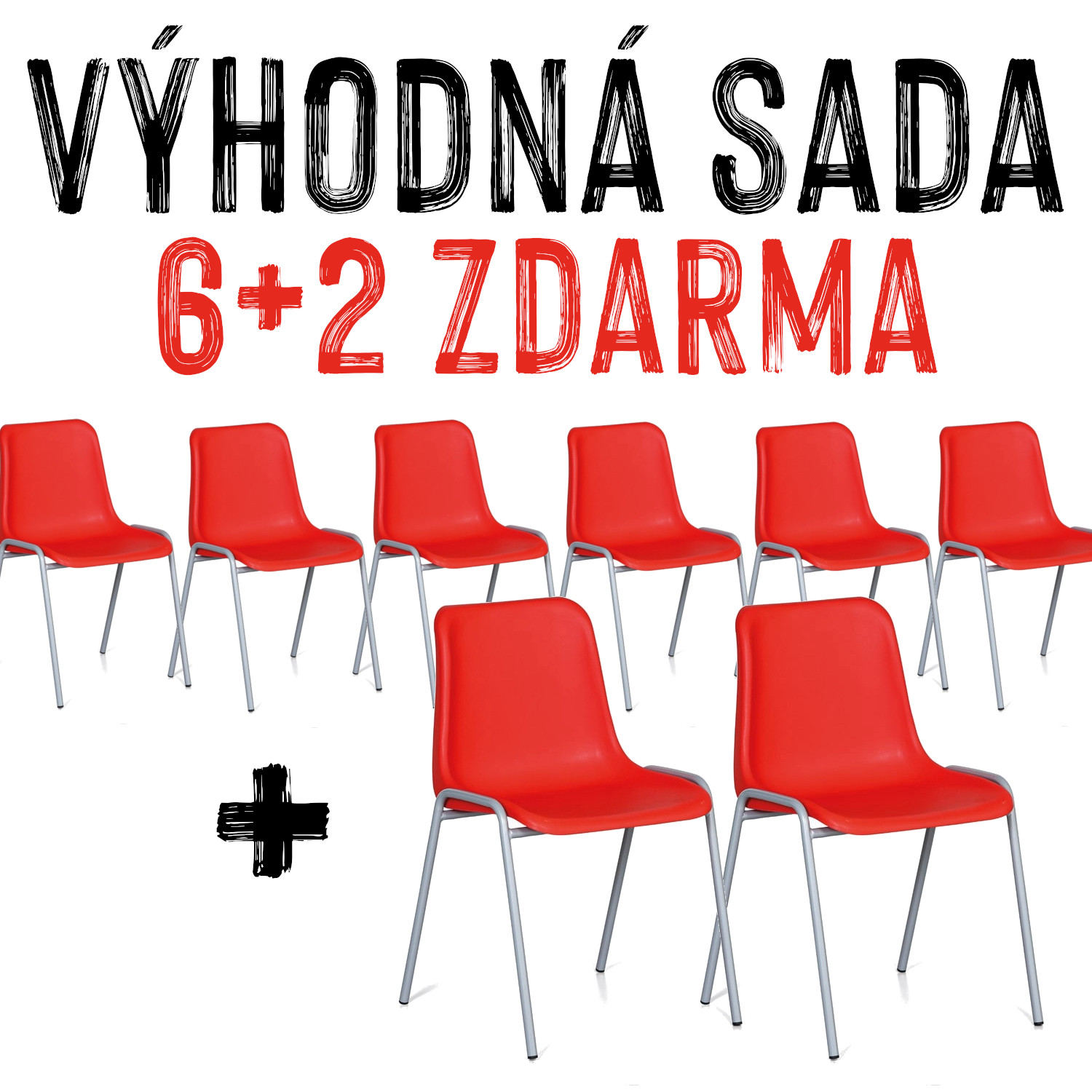 VÝHODNÁ SADA 6+2 ZDARMA - 8x Jídelní židle AMANDA, červená
