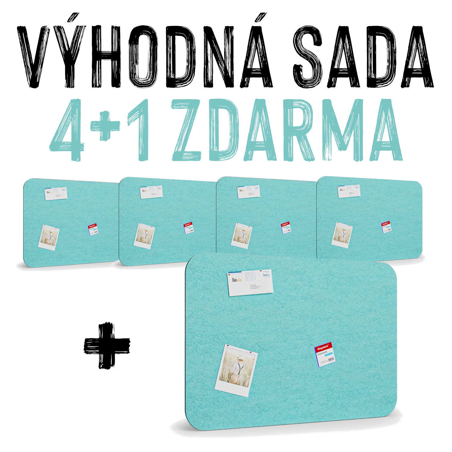 VÝHODNÁ SADA 4+1 ZDARMA - 5x Akustická nástěnka, 120 x 80 cm, světle modrá