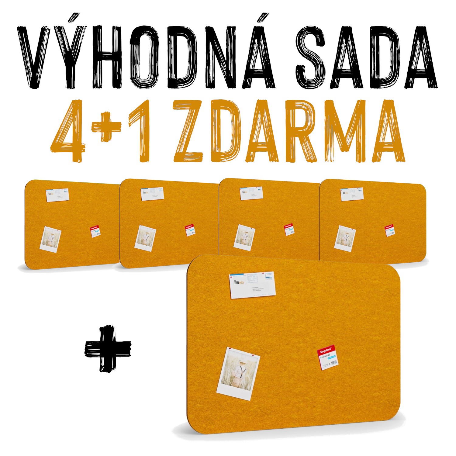 VÝHODNÁ SADA 4+1 ZDARMA - 5x Akustická nástěnka, 120 x 80 cm, oranžová