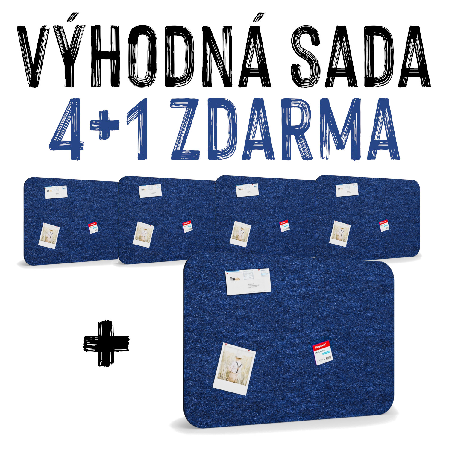 VÝHODNÁ SADA 4+1 ZDARMA - 5x Akustická nástěnka, 120 x 80 cm, tmavě modrá