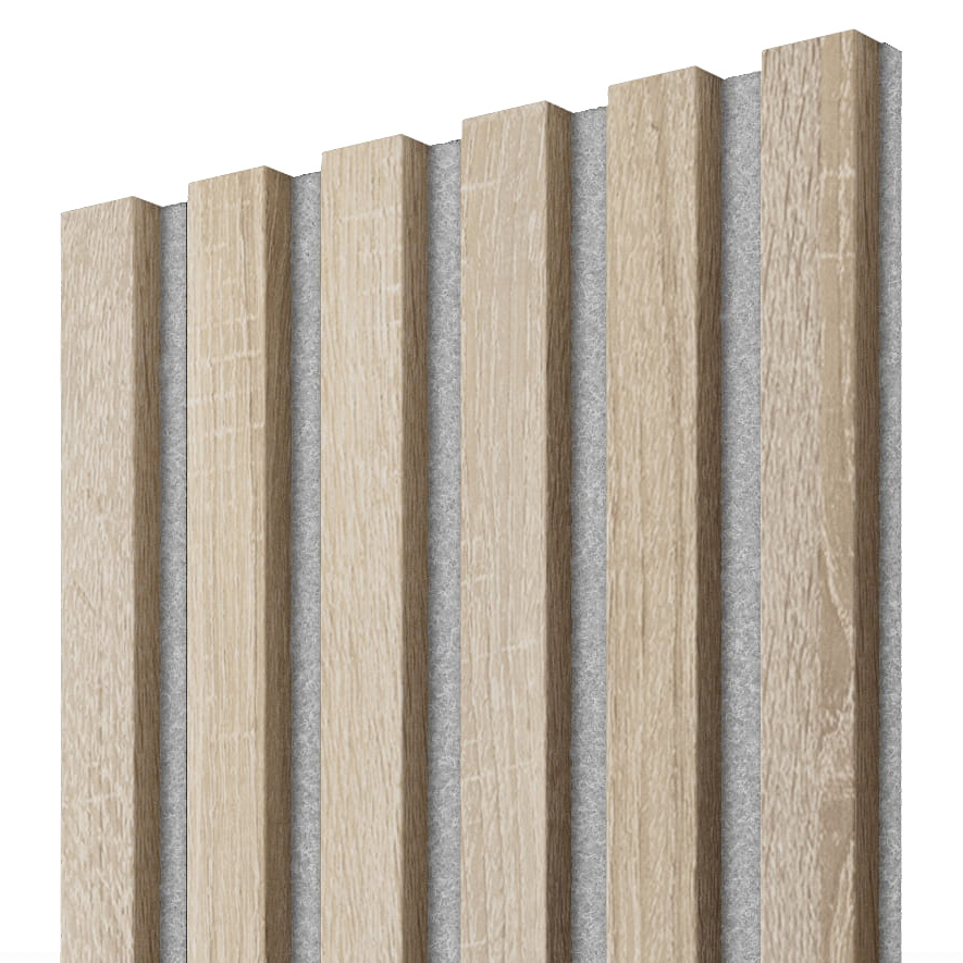Akustický panel, 275 x 30 cm, dub Sonoma, šedý filc