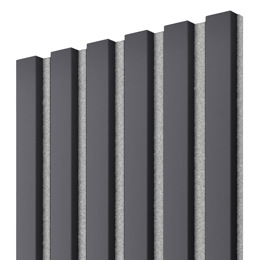 Akustický panel, 275 x 30 cm, grafit, šedý filc