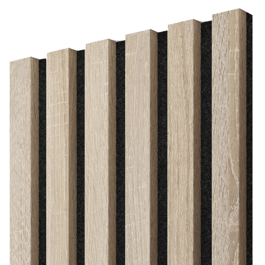 Akustický panel, 275 x 30 cm, dub Sonoma, černý filc