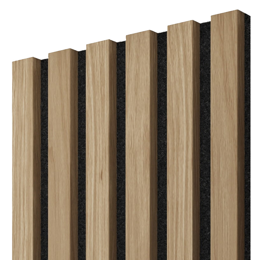 Akustický panel, 275 x 30 cm, dub Natura, černý filc