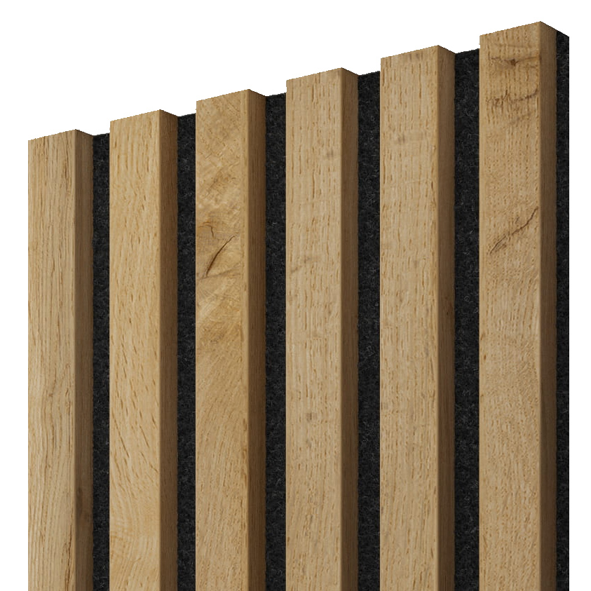 Akustický panel, 275 x 30 cm, dub Wotan, černý filc