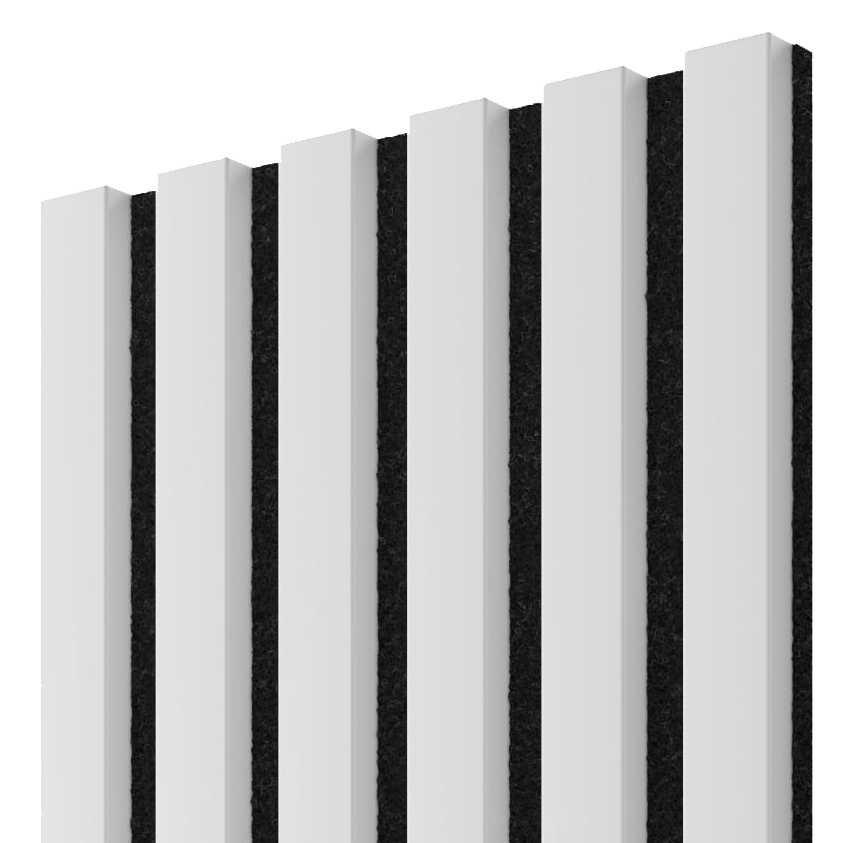 Akustický panel, 275 x 30 cm, bílý mat, černý filc