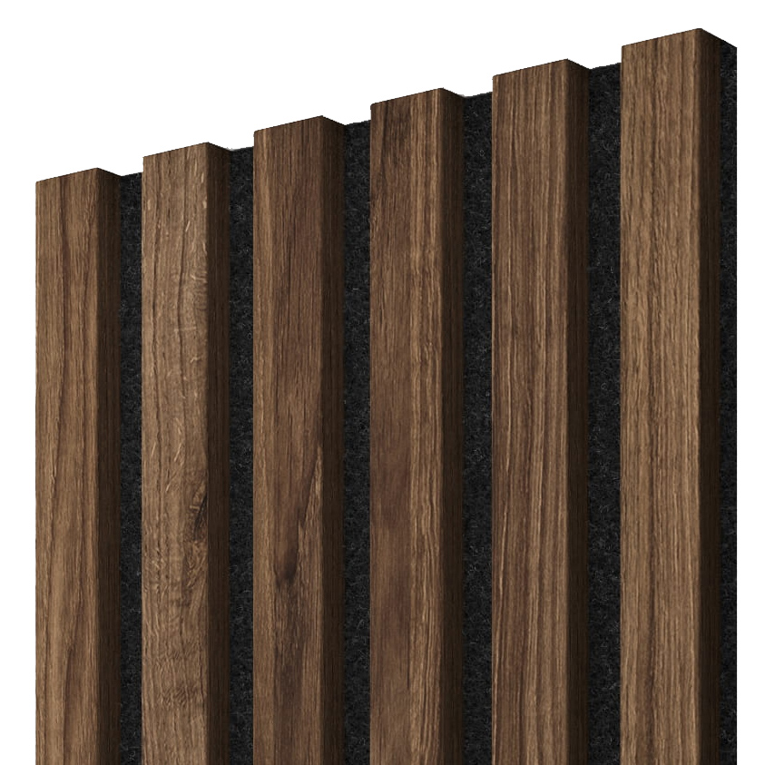 Akustický panel, 275 x 30 cm, ořech, černý filc