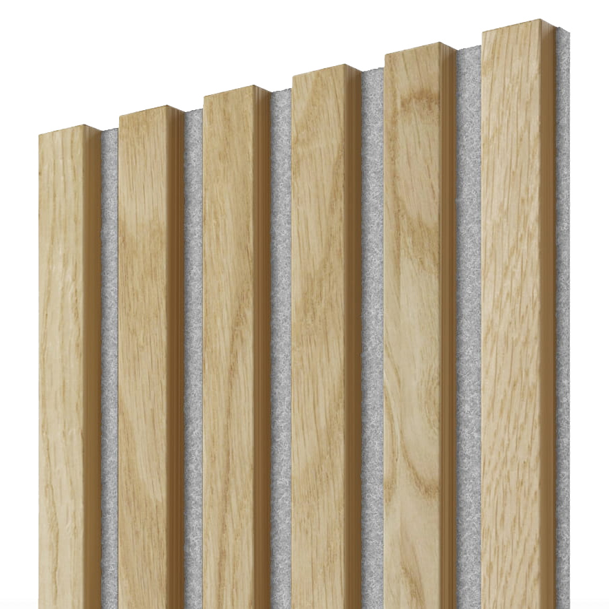 Akustický panel, 275 x 30 cm, dubová dýha, šedý filc