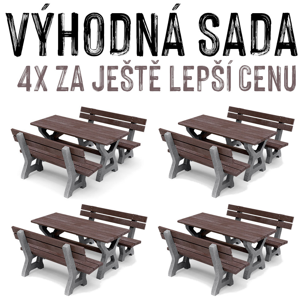 VÝHODNÁ SADA - 4x Venkovní piknikový set HÁŇA, recyklát