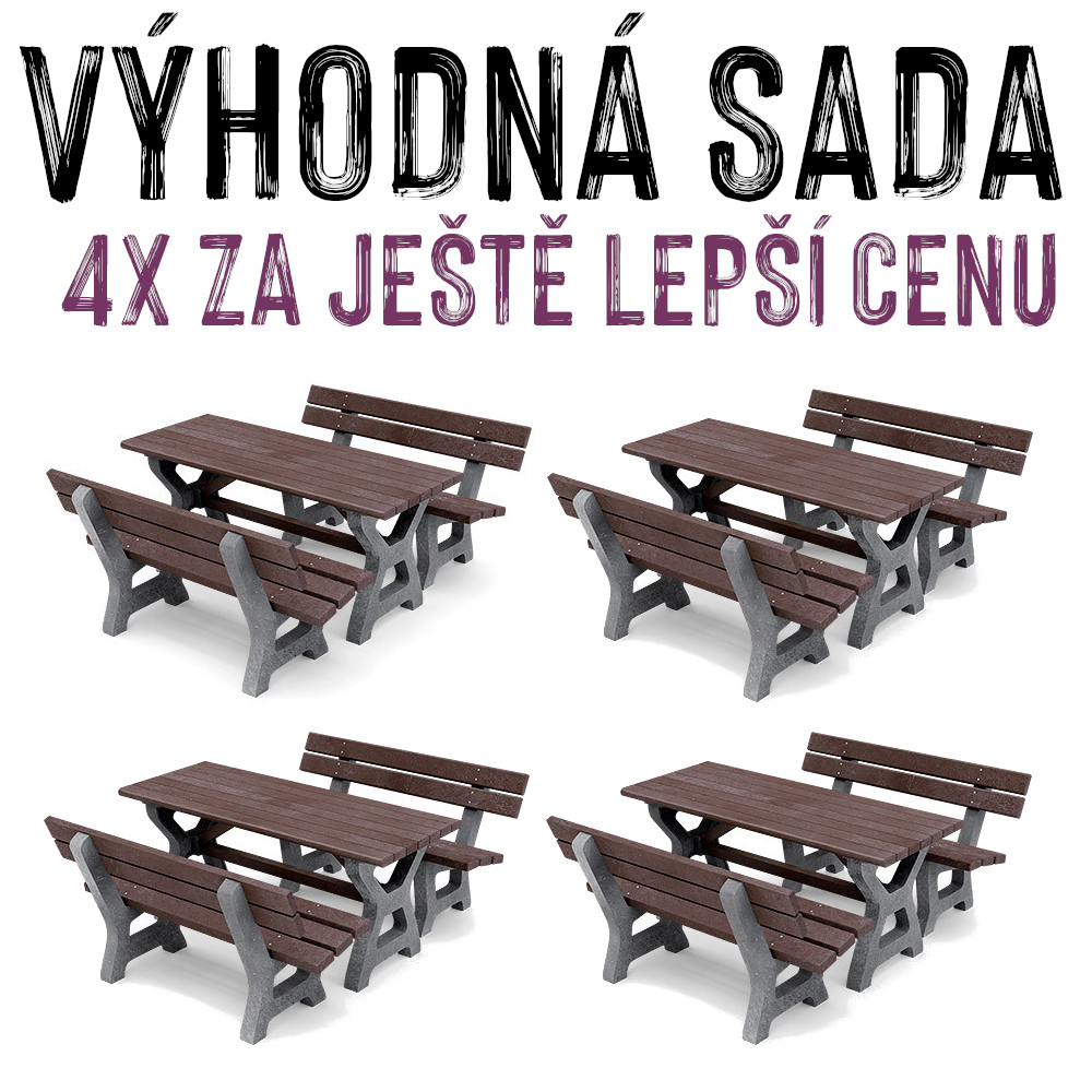 VÝHODNÁ SADA - 4x Venkovní piknikový set MÁŇA, recyklát