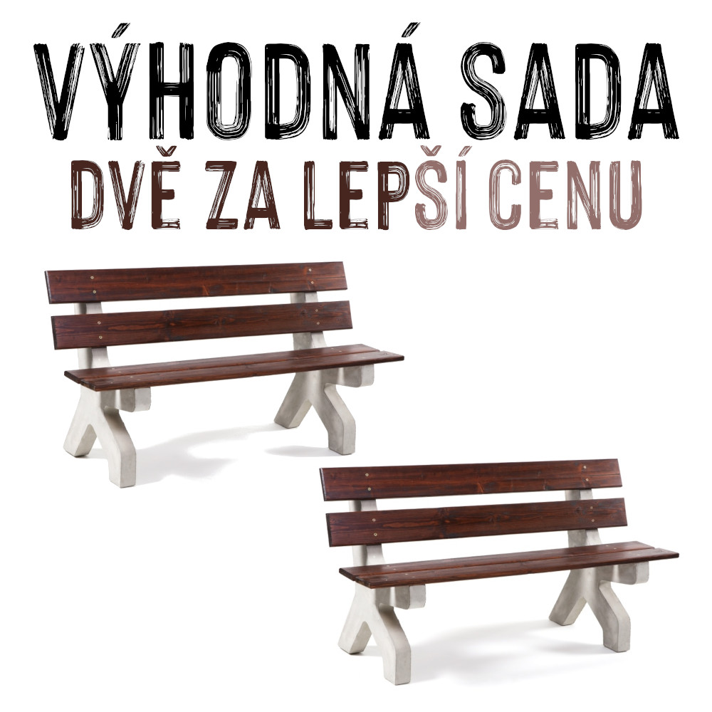 VÝHODNÁ SADA - 2x Betonová lavice DYLAN, 150 x 60 cm