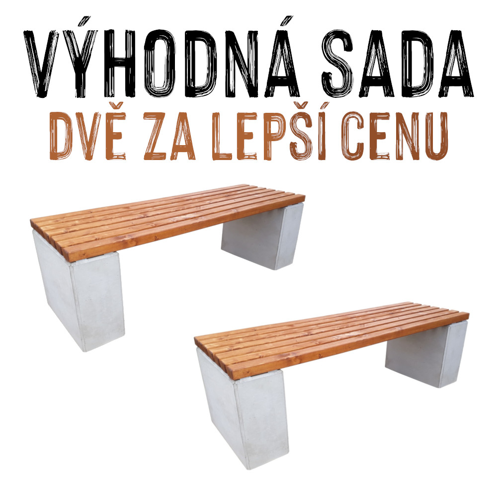 VÝHODNÁ SADA - 2x Betonová lavice DEMOS, 150 x 50 cm