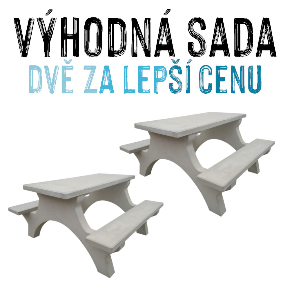 VÝHODNÁ SADA - 2x Betonová pikniková sestava MELINDA, 150 cm