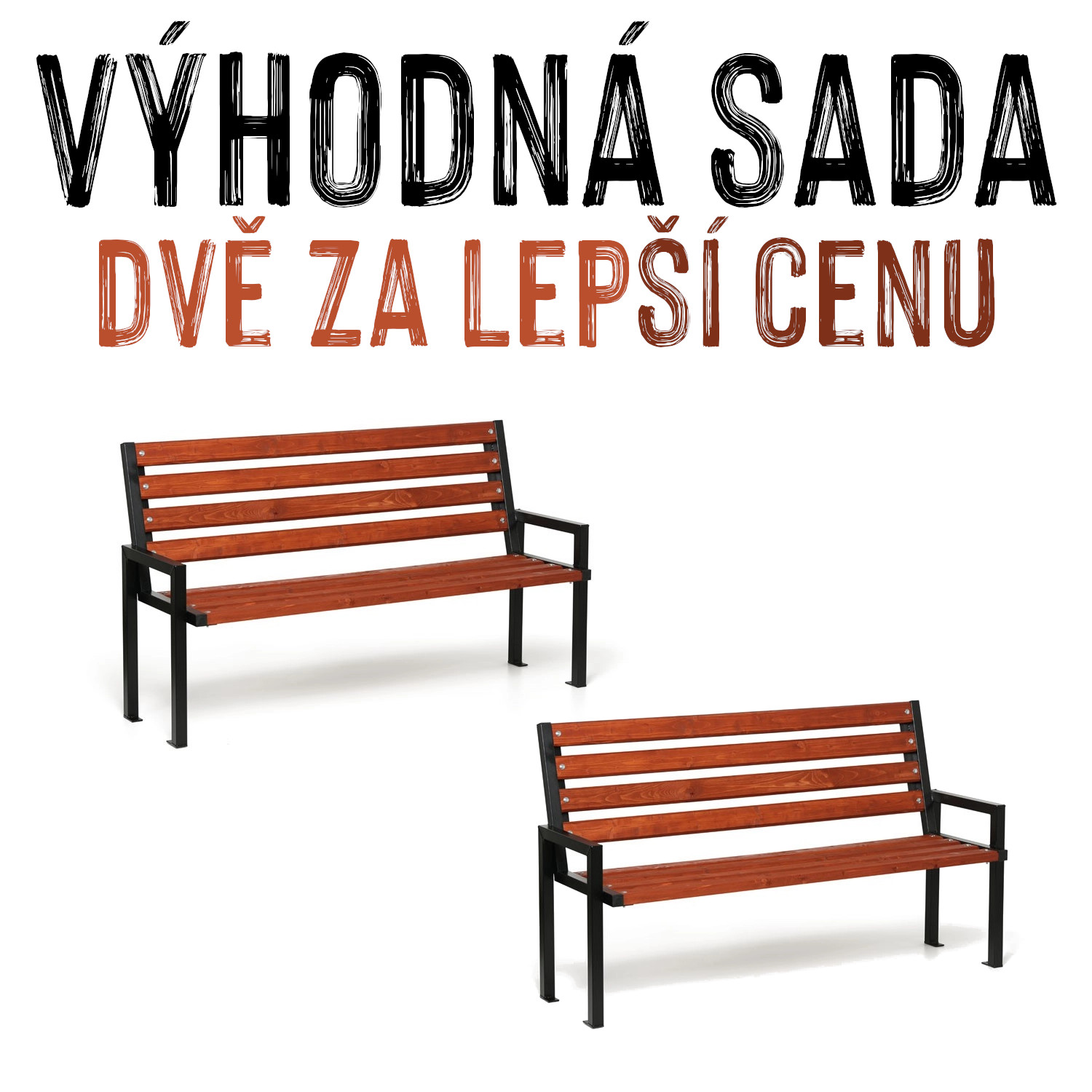 VÝHODNÁ SADA - 2x Venkovní lavička KUBIRA, mahagon