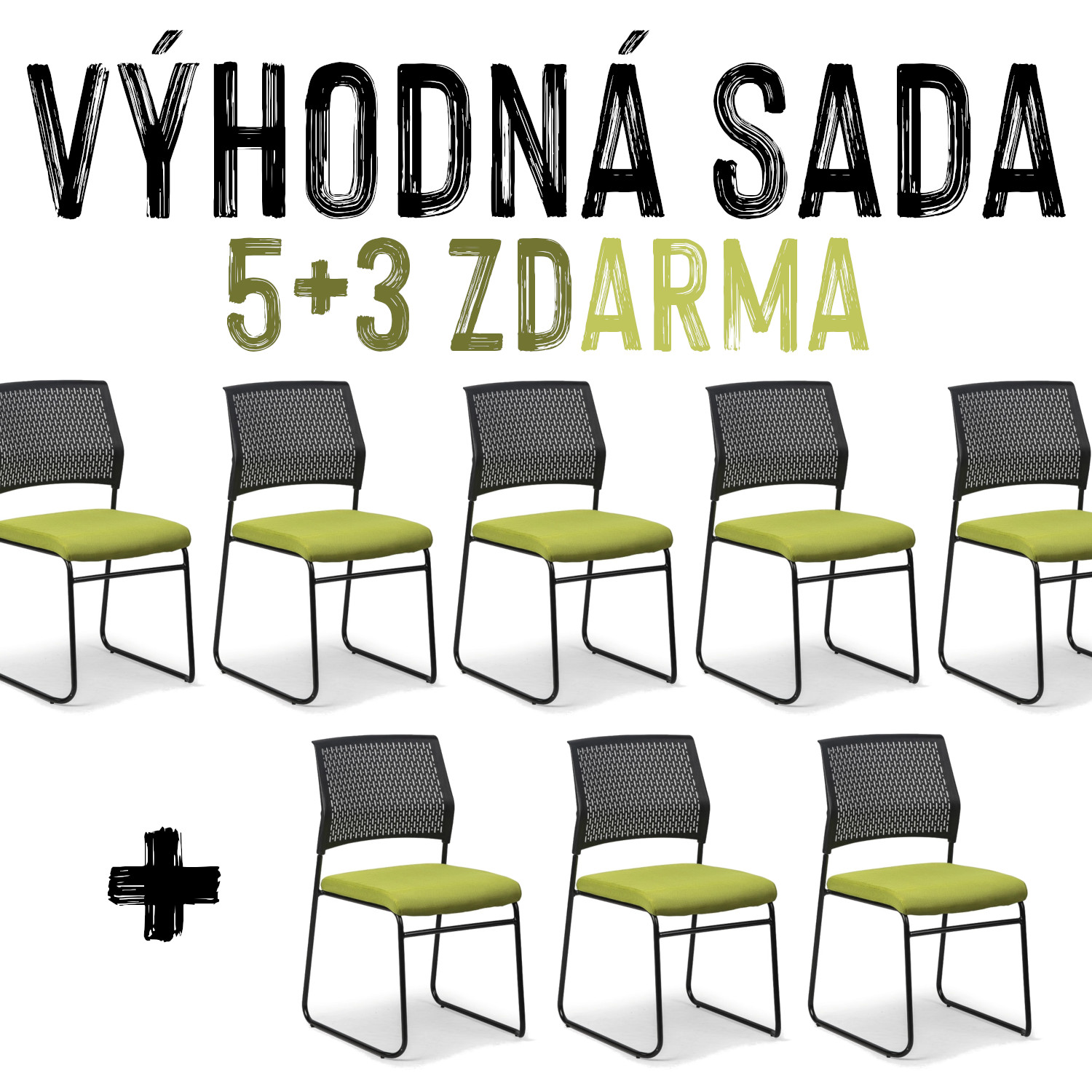 VÝHODNÁ SADA 5+3 ZDARMA - 8x Jídelní židle LADA, zelená