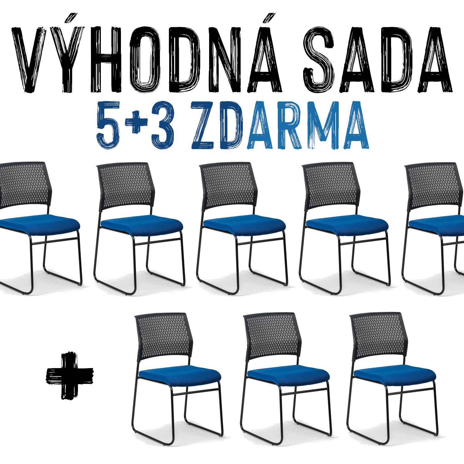 VÝHODNÁ SADA 5+3 ZDARMA - 8x Jídelní židle LADA, modrá