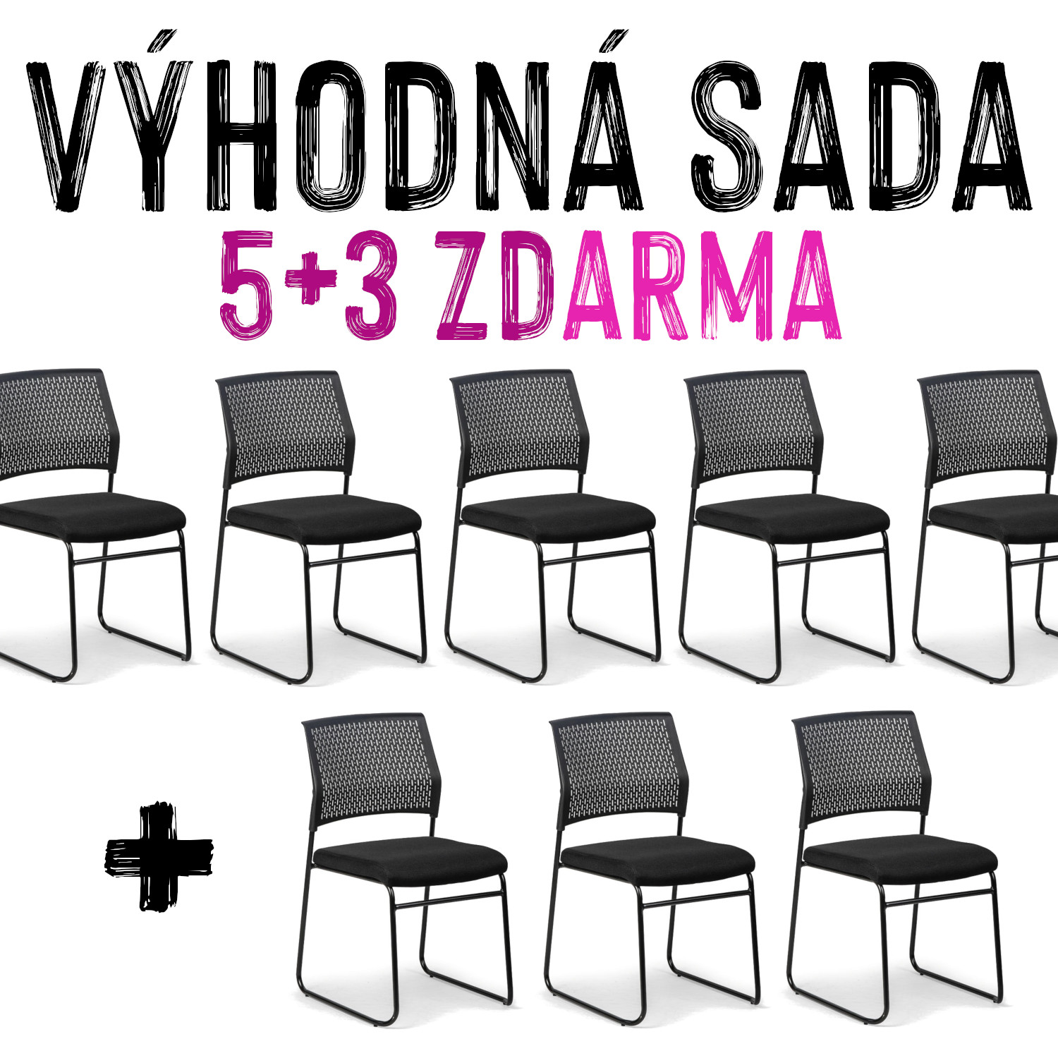 VÝHODNÁ SADA 5+3 ZDARMA - 8x Jídelní židle LADA, černá