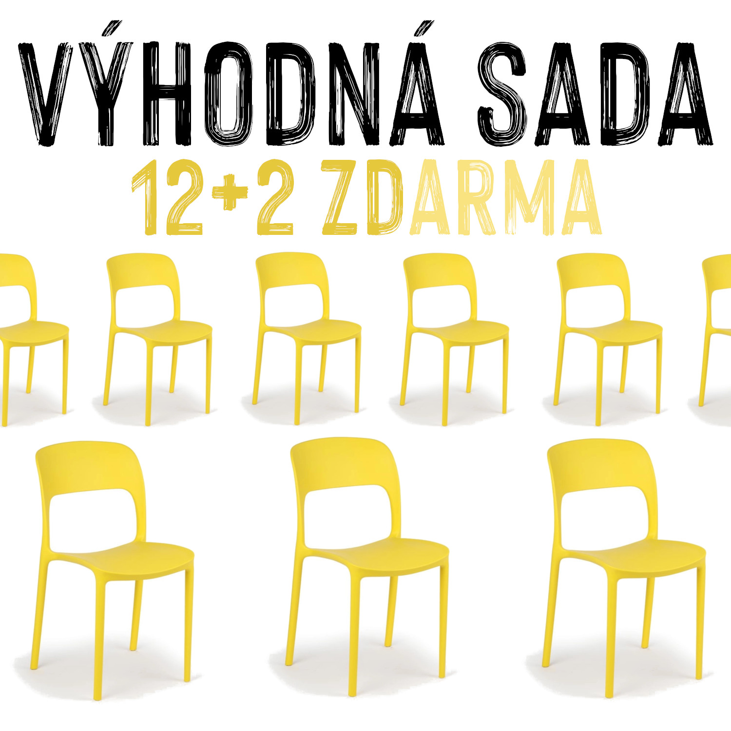 VÝHODNÁ SADA 12+2 ZDARMA - 14x Jídelní židle KENDA, žlutá