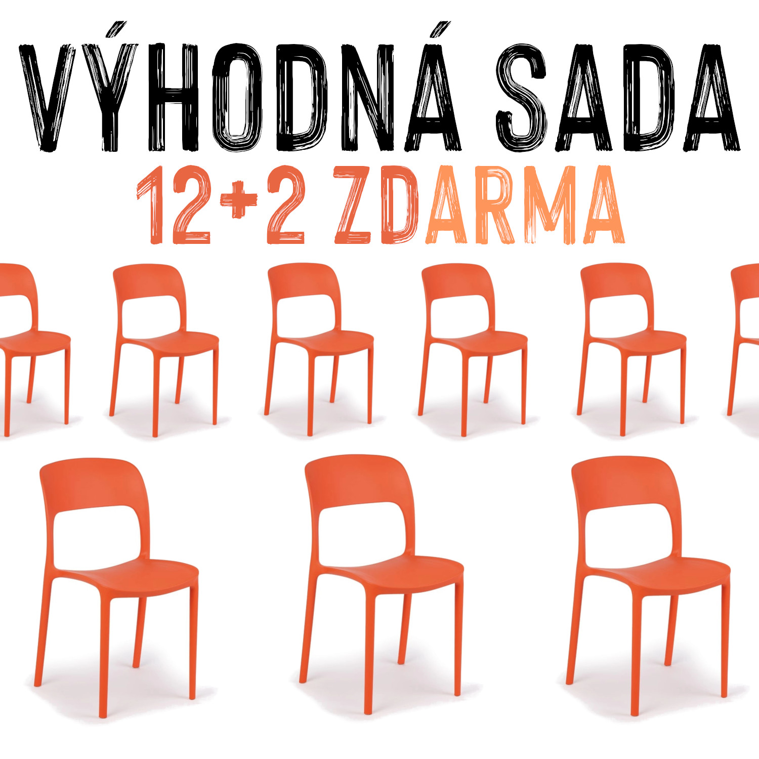 VÝHODNÁ SADA 12+2 ZDARMA - 14x Jídelní židle KENDA, oranžová