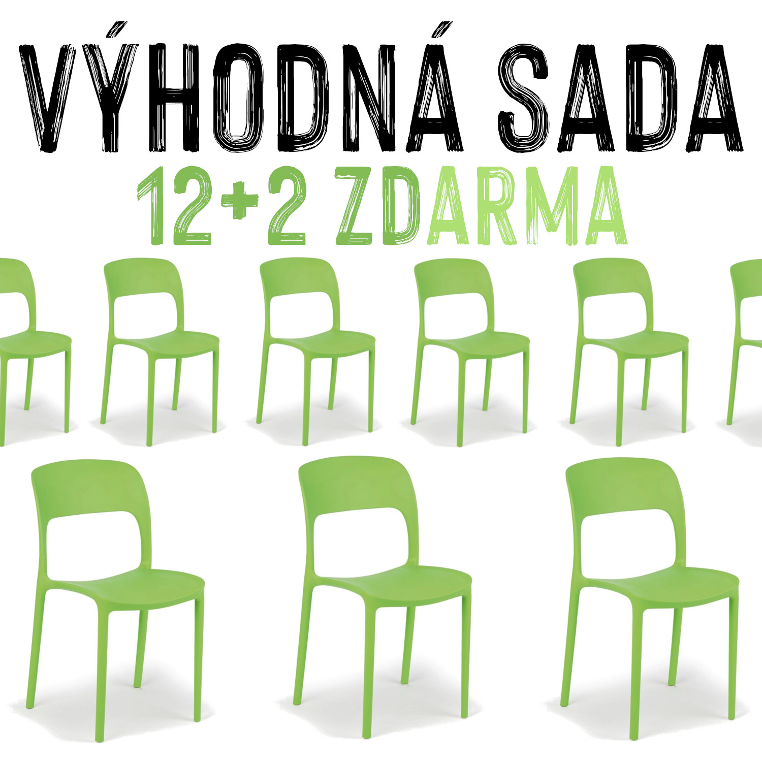 VÝHODNÁ SADA 12+2 ZDARMA - 14x Jídelní židle KENDA, zelená