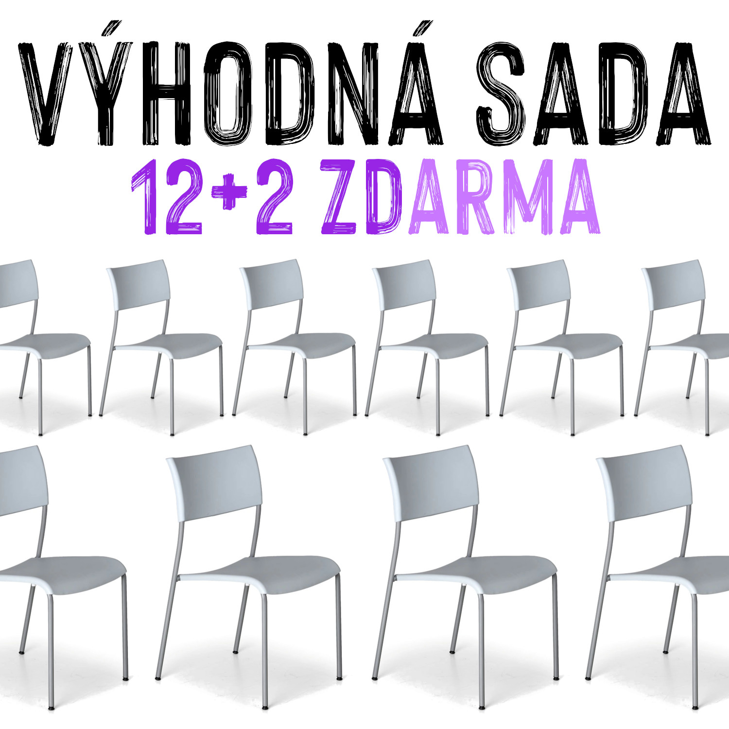VÝHODNÁ SADA 12+2 ZDARMA - 14x Jídelní židle FREA, šedá