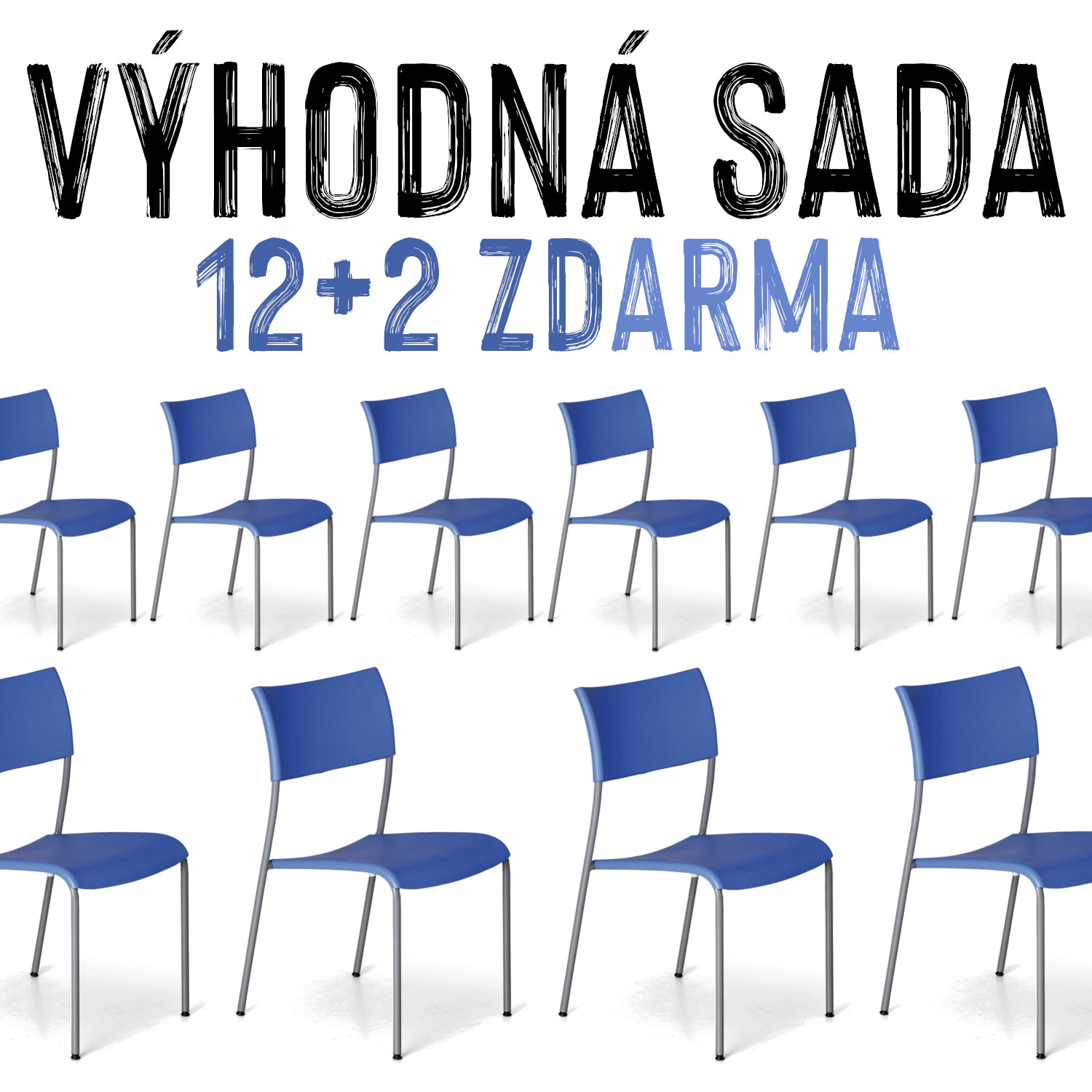VÝHODNÁ SADA 12+2 ZDARMA - 14x Jídelní židle FREA, modrá