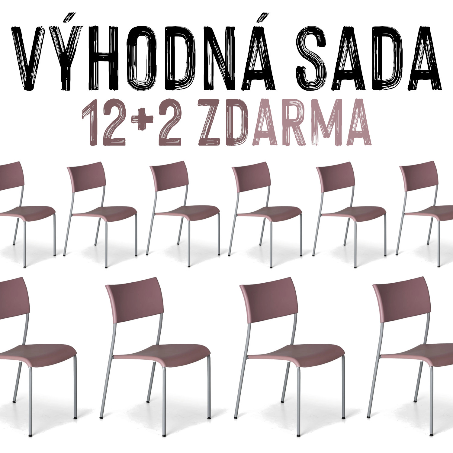 VÝHODNÁ SADA 12+2 ZDARMA - 14x Jídelní židle FREA, starorůžová